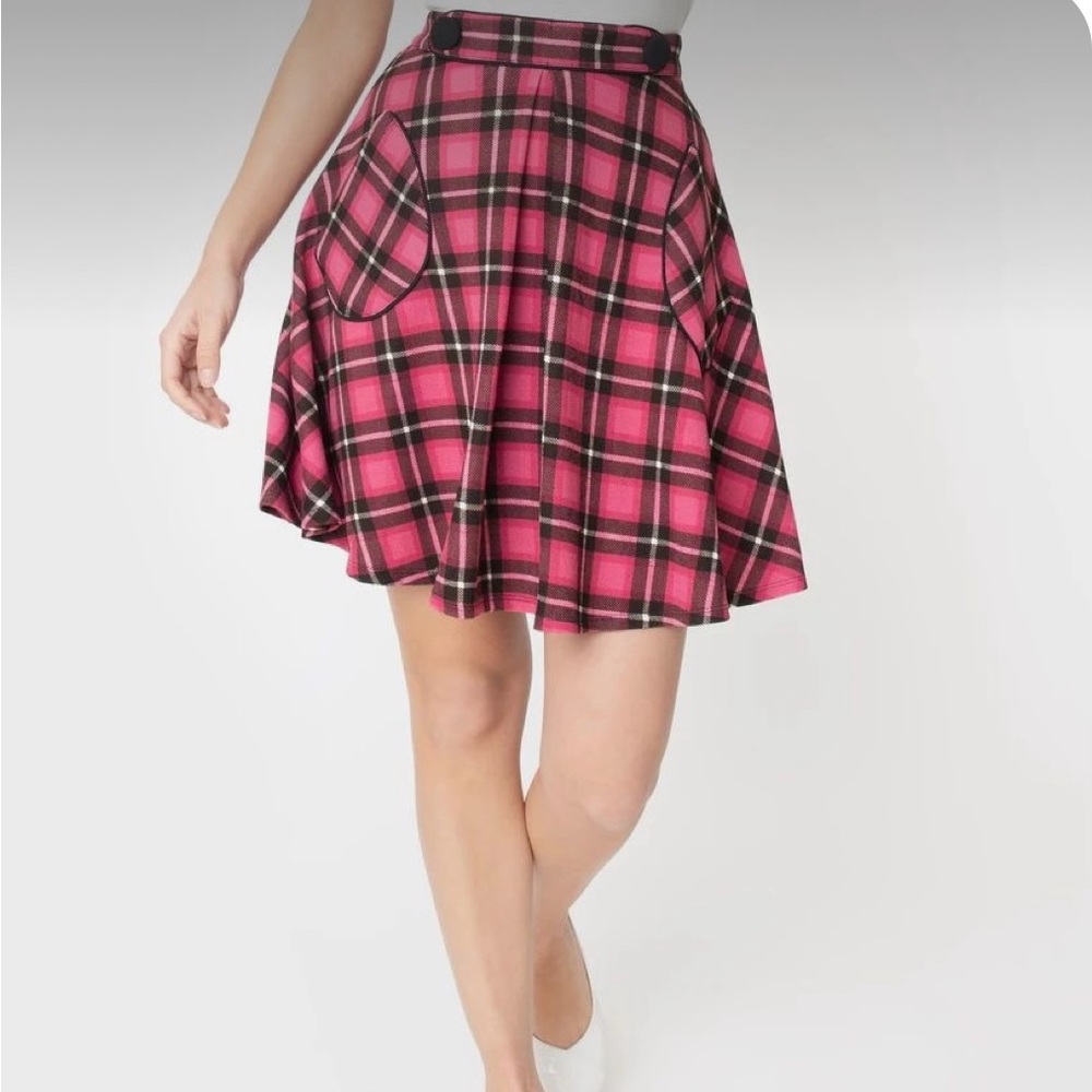 Smak Parlour pink plaid skirt, size medium